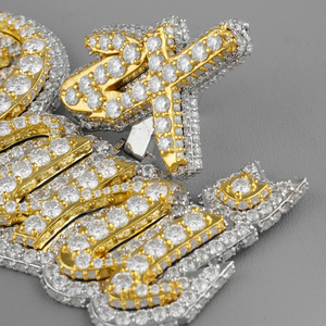 Bespok personalizado Moissanite Hip Hop colgante collar 18K oro y plata esterlina plateado joyería de dos tonos con encantos encantadores - Product Image 2