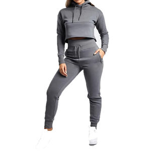 Conjunto de chándal de Fitness para mujer totalmente personalizado, ropa deportiva, pantalones de chándal cálidos, Top corto informal de manga larga, conjunto de chándal informal - Product Image 1