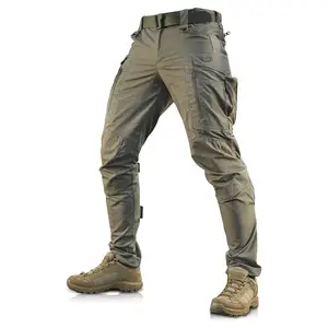 Pantalones con bolsillos Equipo táctico Camuflaje Oliva Conquistador Pantalones flexibles-Pantalones tácticos de carga con cremallera oscura para hombres