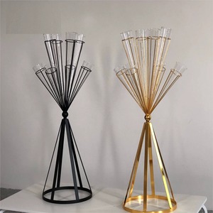 แจกันดอกไม้โลหะหรูหราทรงสูงแจกันดอกไม้ทำจากโลหะและแก้วของขวัญขึ้นบ้านใหม่ - Product Image 2