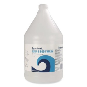 Boardwalk 1 Gallon Bouteille de gel douche et shampoing pour cheveux et corps, parfum thé vert et citronnelle, anti-frisottis, anti-pelliculaire, à base d'huile d'arbre à thé, 4/carton - Product Image 1