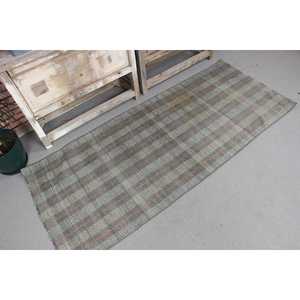 Tapis turc à accents ethniques 2,5 x 6,1 pieds, tapis vintage gris patchwork - Product Image 3