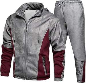Survêtement d'hiver 2 pièces pour hommes de haute qualité Color Block Sweat à capuche zippé et Slim Fit Jogger Tenues de sport en gros - Product Image 6