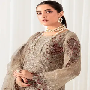 Официальная одежда для женщин, роскошные костюмы, оригинальные пакистанские Брендовые костюмы от Ramsha RANGOON 10, шифоновые костюмы из 3 предметов