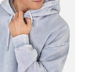 Sweat à capuche pour homme, délavé, manches longues personnalisées, effet délavé à l'acide, en tissu polaire - Product Image 5