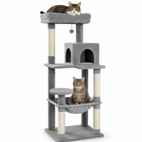 Arbre à chat rond classique, tour à chat moderne avec poteaux en sisal et panneaux de particules, design écologique pour chats d'intérieur