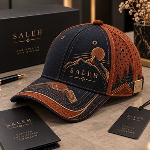 หมวกแก๊ป SALEH สำหรับผู้ชาย แบบ 6 แผง ปักลายภูเขา ตาข่ายปรับได้ ผ้าฝ้าย 100% ระบายอากาศ กันน้ำ เหมาะสำหรับงานแต่งงาน - Product Image 3