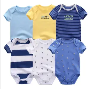 Romper lengan pendek bayi, Romper satu potong katun organik 100%