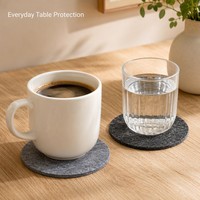 Sous-verre rond en feutre 3 mm, tapis de tasse non tissé, dessous de tasse, protection de table résistante à la chaleur pour café, thé et boissons
