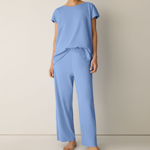 <span class=keywords><strong>Pigiama</strong></span> da <span class=keywords><strong>donna</strong></span> in cotone organico <span class=keywords><strong>interlock</strong></span> a maniche corte, set due pezzi, ecologico, abbigliamento da casa per <span class=keywords><strong>donna</strong></span>. - Product Image 3