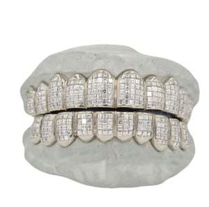 Custom Grillz White Rose Gold and Diamond Dust, Diamond Cuts, Custom Grillz Hip Hop, Grillz Sterling Silver 925, 10K 14K Gold - Product Image 3