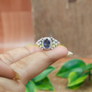 Bague de créateur en argent sterling 925 avec pierre précieuse bleue iolite naturelle, faite à la main, pour femmes - Product Image 2