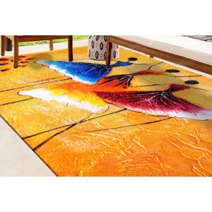 Tapis imprimé avec trois ballerines, grand tapis jaune pour chambre de fille, tapis en velours de luxe - Product Image 2