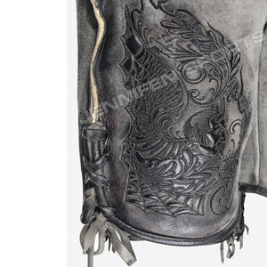 Oktoberfest bavarois hommes Lederhosen court véritable cuir de vachette daim avant broderie côtés et poches arrière avec boucles de ceinture - Product Image 5