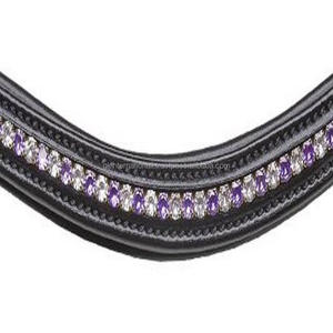 สายรัดคิ้วหนังม้าสีดำแบบอังกฤษฝังขนาดใหญ่ประดับคริสตัลสีชมพู1แถวแบบสั่งทำ - Product Image 3