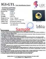 Saphir Jaune Naturel (Pukhraj) Certifié GTL, Taille Ovale 6mm, Léger 4.89 Carats, Huilé/Ciré – Meilleur Prix