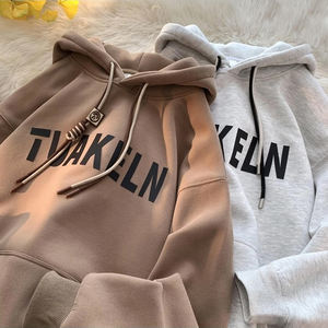 Sudaderas con capucha unisex de algodón con serigrafía personalizada logotipo personalizado Puff estampado pulóver hombres sudaderas con capucha de talla grande moda sudaderas con capucha sólidas - Product Image 5