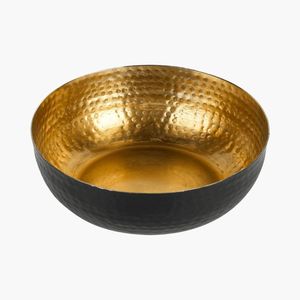 Tazón Decorativo Redondo de Metal Dorado y Negro para Fiestas de Boda, Tazón de Metal de Calidad de Exportación de la India, Tazón de Metal de Estilo Indio - Product Image 2