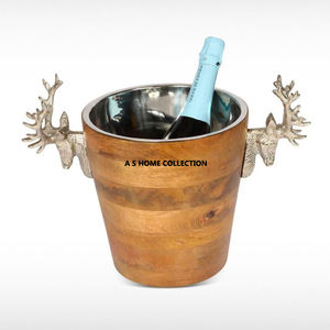 Accessoires de bar et de vin Seau à champagne décoratif en aluminium fini argenté - Product Image 3