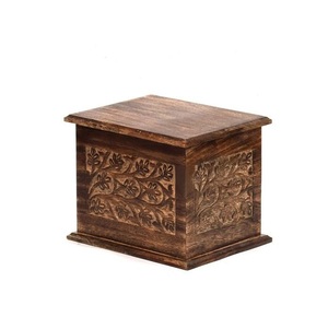 Pour urne en bois de mangue pour les cendres humaines Boîte d'urne de crémation dédiée à maman papa et à ses proches Cercueil et urne élégants pour animaux de compagnie - Product Image 2