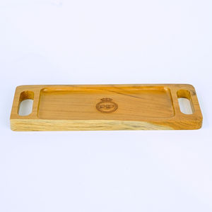 Plateau de service en bois rustique de décor à la maison chic minimaliste avec des poignées confortables pour la cuisine de table basse de mariage - Product Image 2