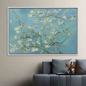 Toile imprimée : L'amande en fleurs de Vincent Van Gogh, 1P : encadrée de blanc - Product Image 1