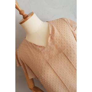 Blusa da donna a maniche corte Color senape con volant in Chiffon taglie forti (spedita con camicetta interna appesa) - Product Image 2