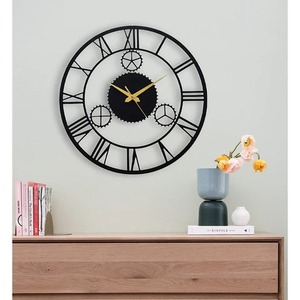 Reloj de pared redondo romano negro de lujo, diseño clásico único, agrega un toque elegante y elegante a cualquier habitación u oficina - Product Image 5