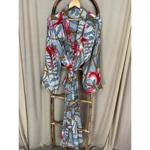 Recycled Silk Sari Women's Kimono Boho Chic Vintage <b>Beach</b> Cover Dress Lounge <b>Robe</b> for Resort Wear Regal Gypsy House <b>Robe</b> - Product Image 5