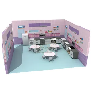 Customized Indoor Pretend Play house euqiment Role playing toys with Kitchen, Supermarket, Hospital for indoor play area