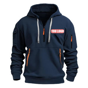 Otoño nuevos hombres sudaderas con capucha de alta calidad y sudaderas con cremallera hasta Casual ajuste suelto múltiples bolsillos patrón impreso cuello con capucha - Product Image 5