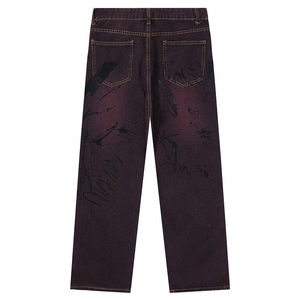 Jeans de Mezclilla Desgastados de Pierna Recta y Cintura Media al por Mayor, Estilo Urbano Personalizado, Vintage, Holgados, Ecológicos, con Bordado - Product Image 2