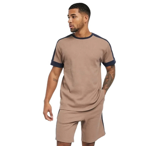 Ensemble de shorts d'été décontractés pour hommes 100% T-shirts en coton et shorts en maille imprimée Ensemble de shorts deux pièces pour hommes - Product Image 1