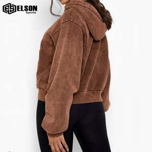 Sweat à capuche coloré pour femme à manches longues en coton 100% de meilleure qualité avec impression de lettres lavées à l'acide et logo personnalisé - Product Image 2