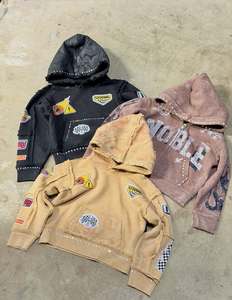 เสื้อฮู้ดดี้ผ้าฟลีซคอตตอน 100% ล้างสีแบบวินเทจ ตกแต่งด้วยคริสตัล พร้อมดีไซน์สั่งทำพิเศษ สไตล์สตรีทแวร์ทรงบ็อกซี่ สำหรับผู้ชาย เป็นมิตรกับสิ่งแวดล้อม - Product Image 1