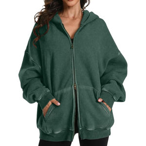 เสื้อฮู้ดดี้ผ้าฝ้ายฟลีซพิมพ์ลายตามสั่ง คุณภาพพรีเมียม หนานุ่ม ซิปแบบพิเศษ ล้างสีแบบแอซิดวอช สไตล์วินเทจ สำหรับผู้หญิง - Product Image 4