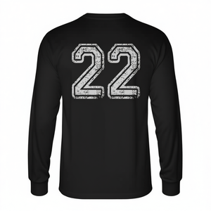 T-shirt à manches longues numéro 22, style maillot de sport scolaire, cadeau d'anniversaire, noir - Product Image 2