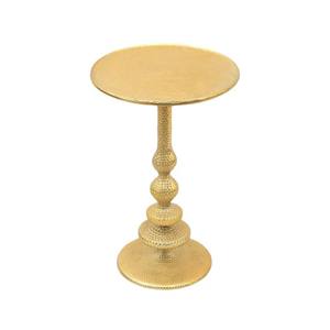 Table d'appoint ronde élégante en métal doré Table d'appoint moderne sur pied pour le salon et la chambre à coucher Table d'appoint ronde martelée en or - Product Image 3