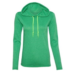 เสื้อยืดมีฮู้ดแขนยาวสำหรับผู้หญิง,เสื้อยืดมีฮู้ดแขนยาวสำหรับผู้หญิงผ้าฝ้ายแท้พิมพ์โลโก้ได้ตามต้องการ - Product Image 6