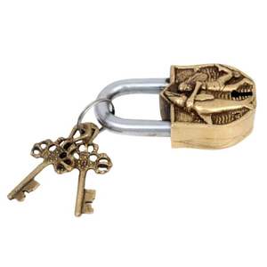 High Quality Handcrafted Traditional Golden Brass Padlock With <b>Key</b> Main Door Cabinet Door Modern Security <b>Lock</b> LC-65 Wholesale - Product Image 4