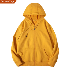 Sweats à capuche zippés pour hommes Vente en gros unisexe couleur unie logo personnalisé taille confortable matériel sweats à capuche qualité supérieure - Product Image 1