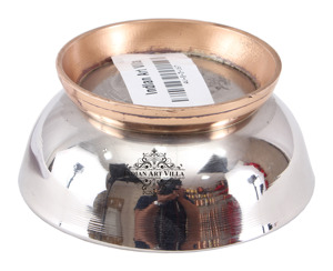 Indianartvilla ชามสเตนเลสสตีลบริสุทธิ์พร้อมฐานก้นทองแดง-เครื่องใช้บนโต๊ะอาหาร160มล. สำหรับจัดเก็บและเสิร์ฟ - Product Image 2