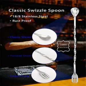 Agitateur à Cocktail Long en Acier Inoxydable avec Logo Personnalisé avec Bouton Cuillère à Barre Bâton Swizzle pour Bar à Cocktails Matériau Métallique Durable - Product Image 4