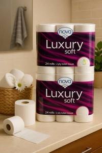 Nova Luxury Strong Soft Wood Pulp Toilet <b>Paper</b> 24 <b>Rolls</b> 3 Ply Jumbo <b>Roll</b> - Product Image 4