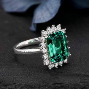 8*11 mm Emerald Cut Lab Grown Emerald 10K Solid Gold Ring For Women Solitaire Engagement Ring Handmade Solitaire Gold Ring - Product Image 2