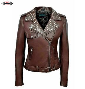 Nouvelle veste bomber en cuir pour femmes grande taille 2025, écologique, imperméable, taille personnalisée disponible, rivets brodés, unique - Product Image 5