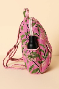 Sac à dos matelassé fait main élégant à fleurs roses, fermeture éclair, doublure en coton biologique, léger, grande capacité, 10 kg, unisexe - Product Image 2