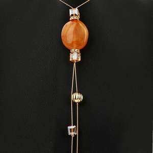 Collar Largo de Cuentas para Mujer - Color Mostaza - Product Image 3