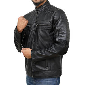 Textured leather jacket for men with visible grain finish <b>presenting</b> natural rugged tone and structured fit Jacket For Men - Product Image 3