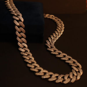 Collar de Diamantes VVS y Moissanita, Joyería Fina de Lujo, Chapado en Oro, Cadena Cubana de 8mm 10mm 12mm 15mm, Certificado IGI - Product Image 1